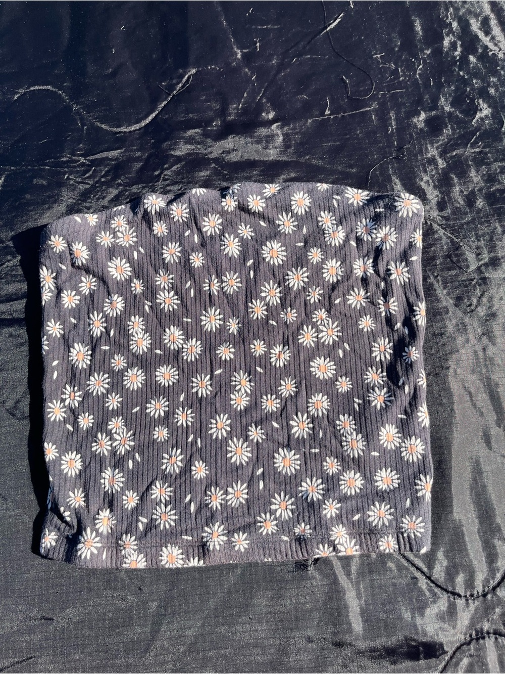 American Eagle Outfitters Black Daisy Print Tube Top